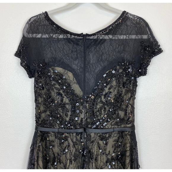 Basix Black Label Sequin Beaded Lace Dress Size 6 - Picture 9 of 13